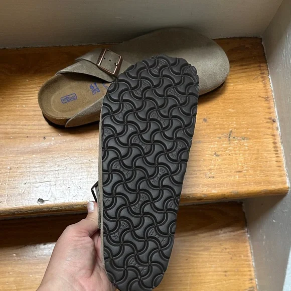 Birkenstock Taupe Suede Buckle Sandals - Picture 3 of 5